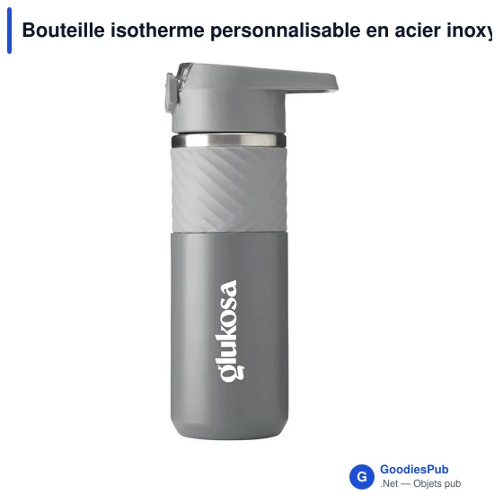 Bouteille isotherme personnalisable en acier inoxydable recyclé - Lynn RCSavec logo - Image 10