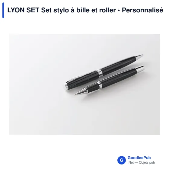 Set de stylos personnalisables en acier inoxydable - LYON SETavec logo - Image 5