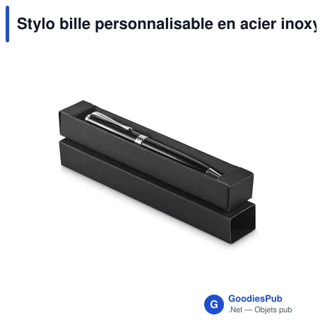 Stylo bille personnalisable en acier inoxydable - LYONavec logo