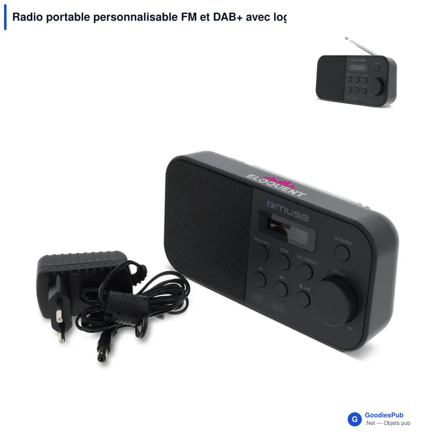 Radio portable personnalisable FM et DAB+ avec logo - Muse - Image 1