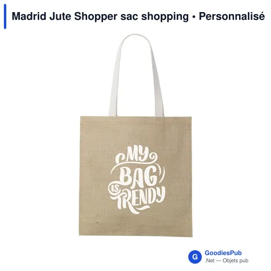Sac shopping personnalisable Madrid Jute Shopper avec logo - Image 5