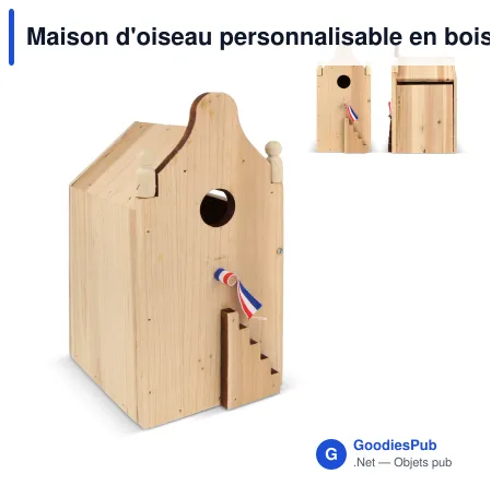 Maison d'oiseau personnalisable en bois certifié FSC avec logo - Bois