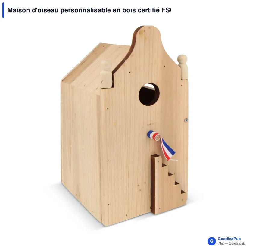 Maison d'oiseau personnalisable en bois certifié FSC avec logo - Bois - Image 2