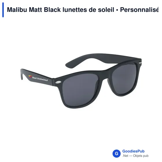 Lunettes de soleil personnalisables Malibu Matt Black avec logo - Image 2