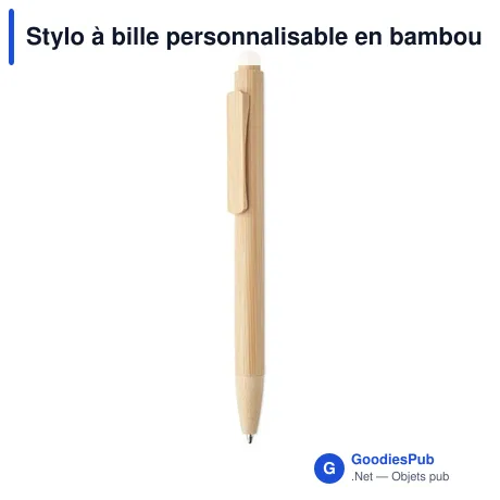 Stylo à bille personnalisable en bambou avec logo - MAMBO