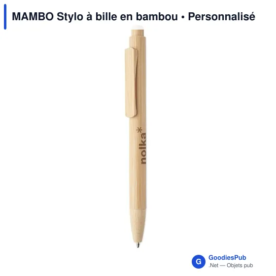 Stylo à bille personnalisable en bambou avec logo - MAMBO - Image 2