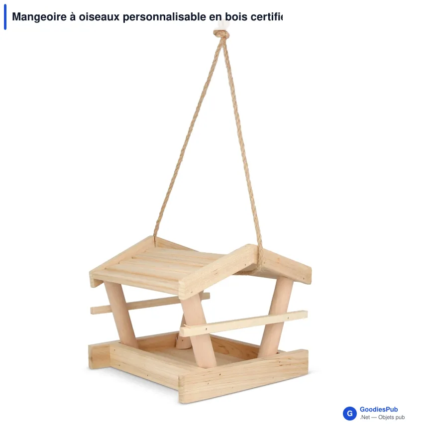 Mangeoire à oiseaux personnalisable en bois certifié FSC avec logo - Bois - Image 2