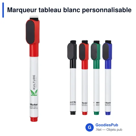 Marqueur tableau blanc personnalisable aimanté et effaceur avec logo - Magnet