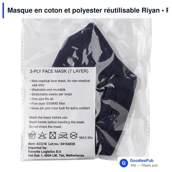 Masque en coton et polyester personnalisable avec logo - Riyan - Image 9