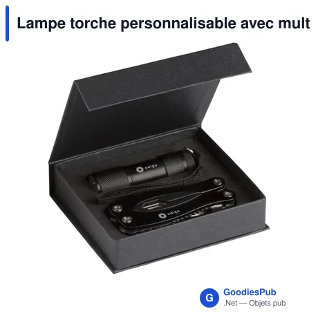 Lampe torche personnalisable avec multi-outil MaxiStar ens. cadeauavec logo
