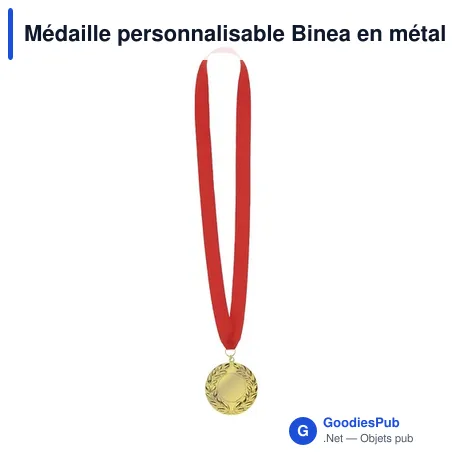 Médaille personnalisable Binea en métal doré avec logo