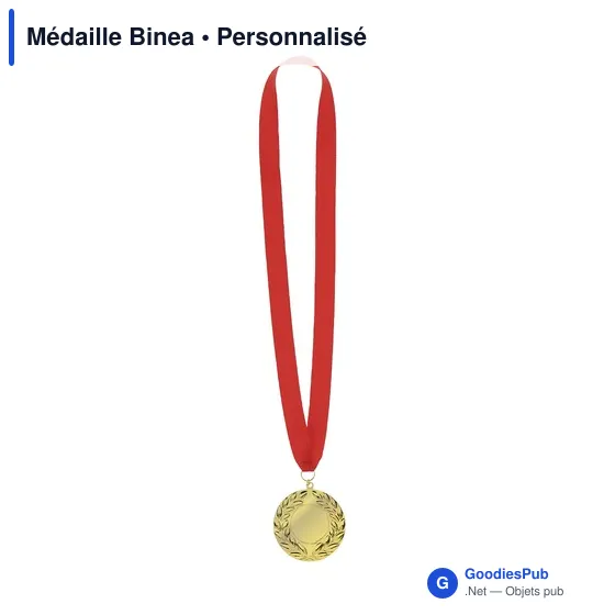 Médaille personnalisable Binea en métal doré avec logo - Image 1