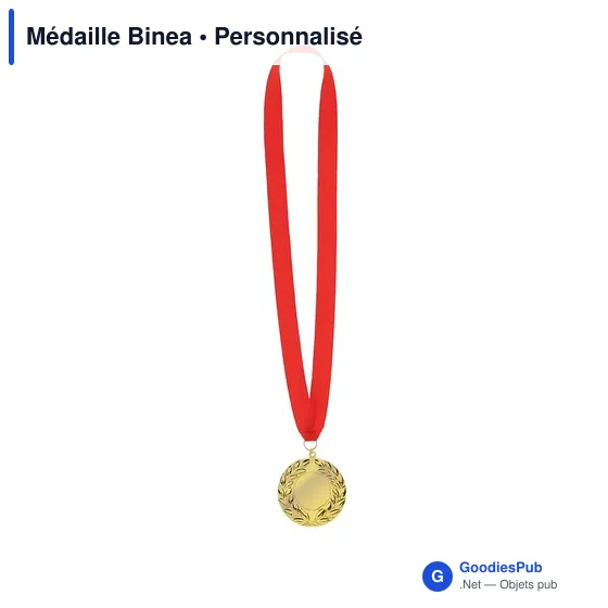 Médaille personnalisable Binea en métal doré avec logo - Image 2