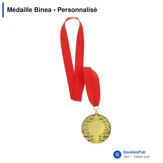 Médaille personnalisable Binea en métal doré avec logo - Image 3
