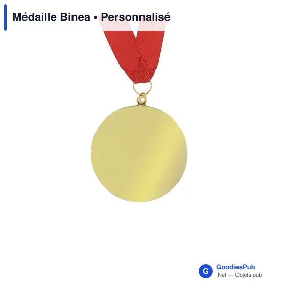 Médaille personnalisable Binea en métal doré avec logo - Image 4