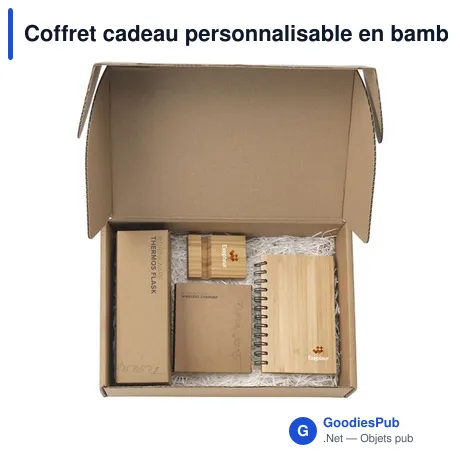 Coffret cadeau personnalisable en bambou avec logo - Merch Set Bamboo Boost
