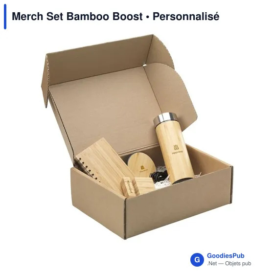 Coffret cadeau personnalisable en bambou avec logo - Merch Set Bamboo Boost - Image 3