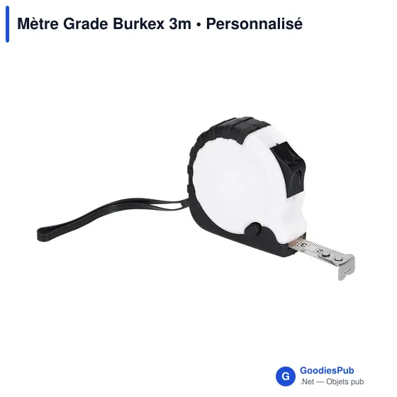 Mètre à ruban personnalisable Grade Burkex 3m avec logo - Image 1