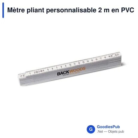 Mètre pliant personnalisable 2 m en PVC avec logo - Charpentier