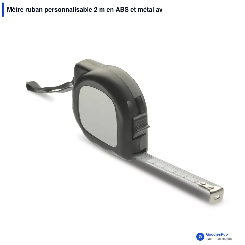 Mètre ruban personnalisable 2 m en ABS et métal avec logo - Noir - Image 2
