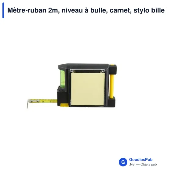 Mètre-ruban personnalisable avec niveau à bulle et logo | Lincoln - Image 1