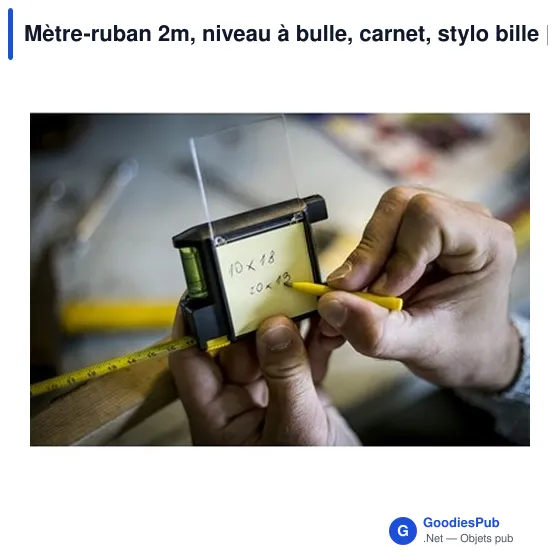 Mètre-ruban personnalisable avec niveau à bulle et logo | Lincoln - Image 2