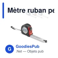 Mètre ruban personnalisable 3 m en métal et plastique avec logo - Classique - Miniature 1