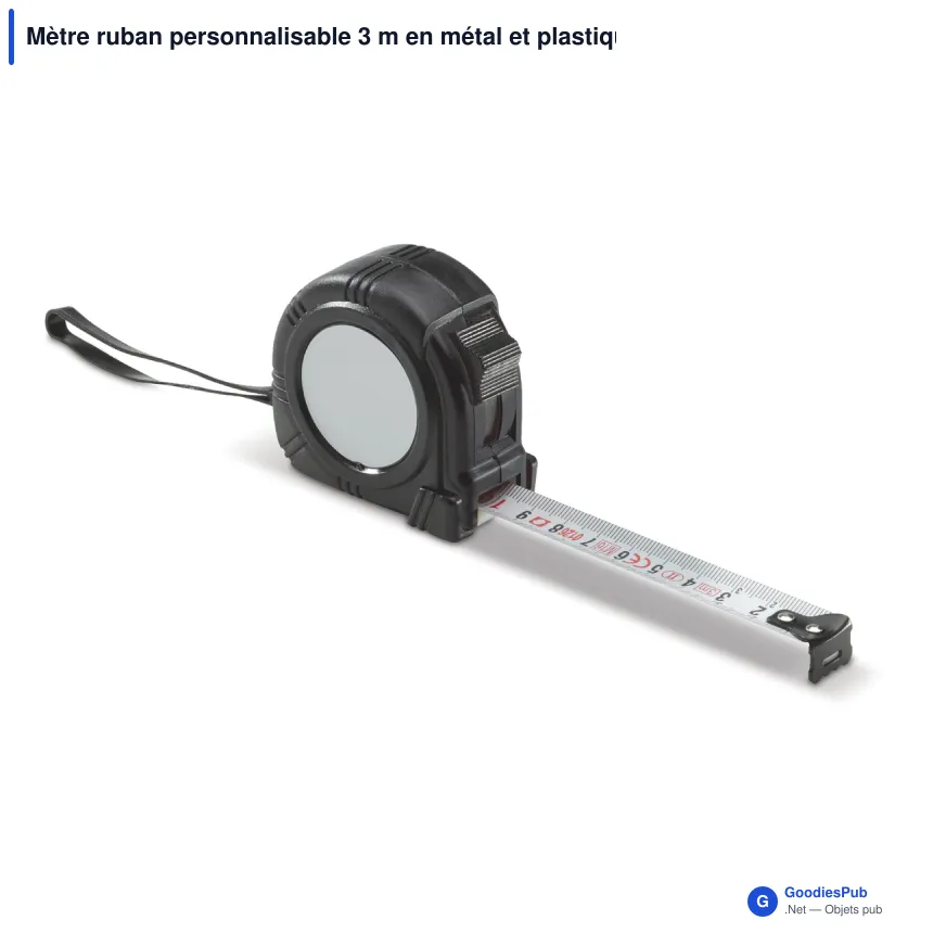 Mètre ruban personnalisable 3 m en métal et plastique avec logo - Classique - Image 2