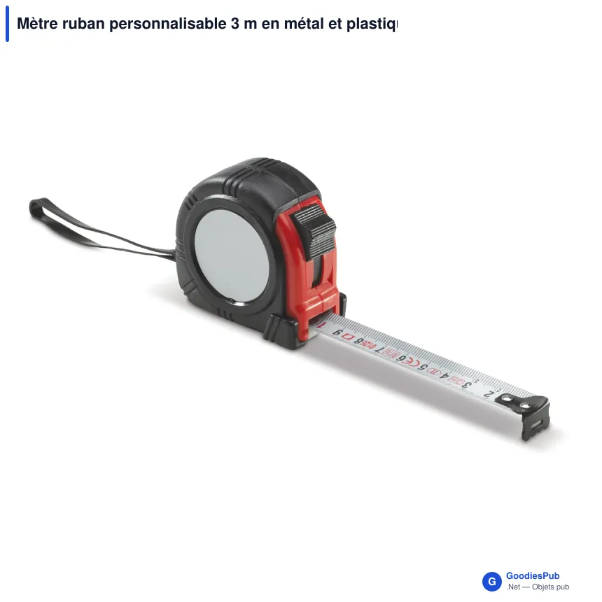 Mètre ruban personnalisable 3 m en métal et plastique avec logo - Classique - Image 3