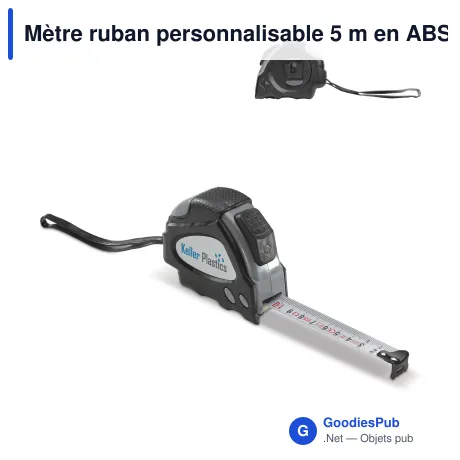 Mètre ruban personnalisable 5 m en ABS gris et noir avec logo - Assist