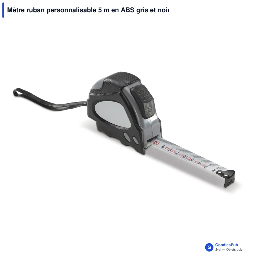 Mètre ruban personnalisable 5 m en ABS gris et noir avec logo - Assist - Image 2