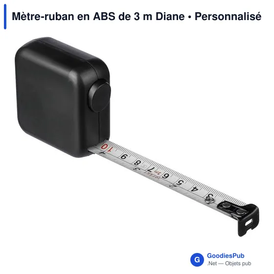 Mètre-ruban personnalisable en ABS de 3 m avec logo - Diane - Image 3