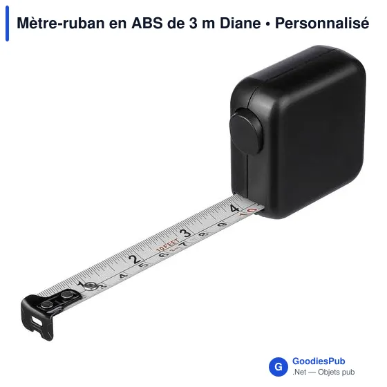 Mètre-ruban personnalisable en ABS de 3 m avec logo - Diane - Image 5