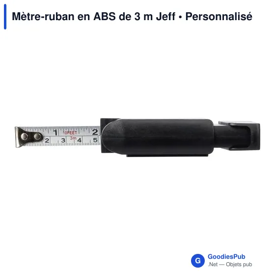 Mètre-ruban personnalisable en ABS de 3 m avec logo - Jeff - Image 5