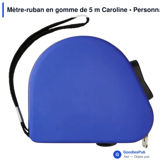 Mètre-ruban personnalisable en gomme de 5 m avec logo - Caroline - Image 1