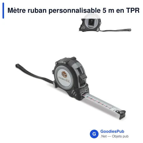 Mètre ruban personnalisable 5 m en TPR et acier avec logo - Fix