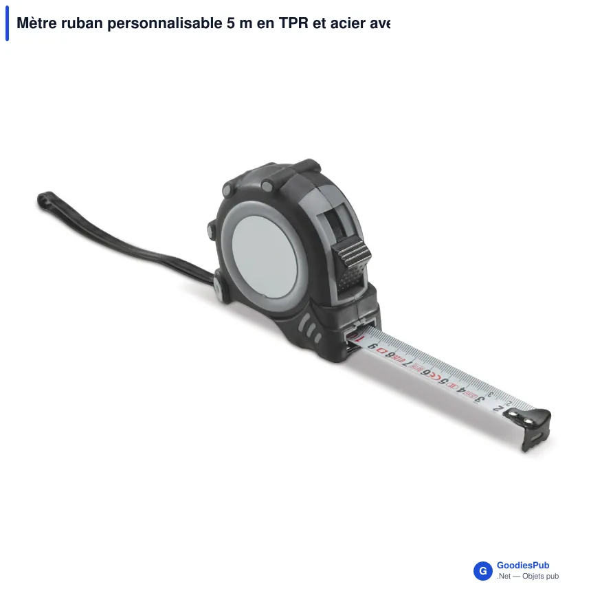 Mètre ruban personnalisable 5 m en TPR et acier avec logo - Fix - Image 2