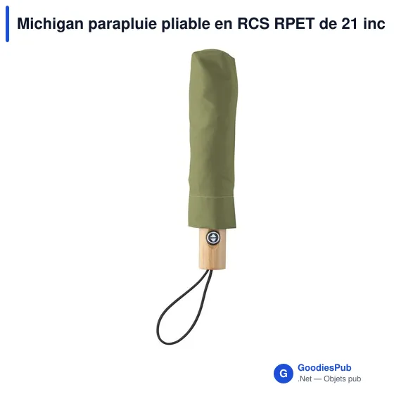 Parapluie pliable personnalisable Michigan avec logo - 21 inch - Image 3