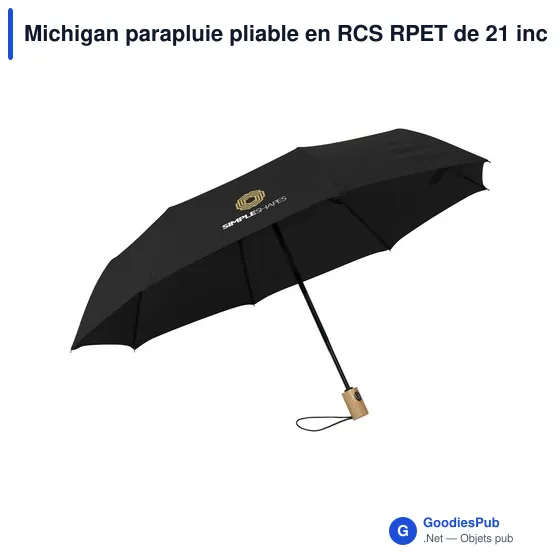 Parapluie pliable personnalisable Michigan avec logo - 21 inch - Image 7