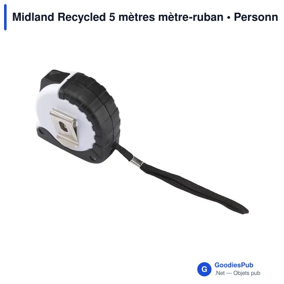 Mètre à ruban personnalisable Midland Recycled 5 mètres avec logo - Image 1