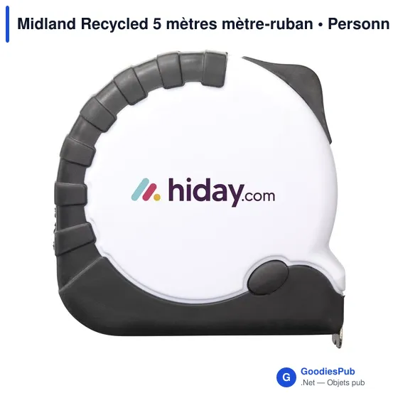 Mètre à ruban personnalisable Midland Recycled 5 mètres avec logo - Image 2
