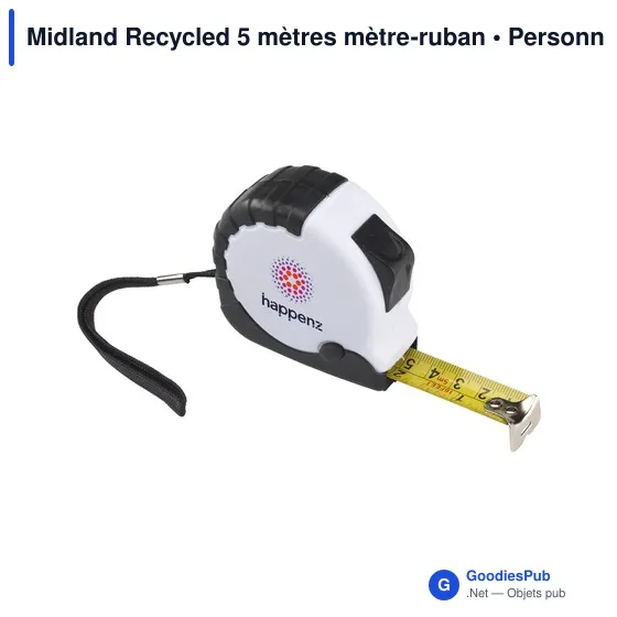 Mètre à ruban personnalisable Midland Recycled 5 mètres avec logo - Image 5