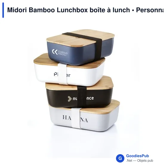 Boîte à lunch personnalisable Midori Bamboo avec logo - Image 4
