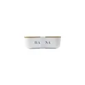 Variante blanc - Boîte à lunch personnalisable Midori Bamboo avec logo
