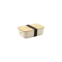 Variante beige - Boîte à lunch personnalisable Midori Bamboo avec logo