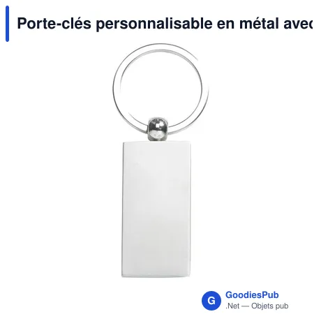 Porte-clés personnalisable en métal avec incrustation bois - Midwayavec logo