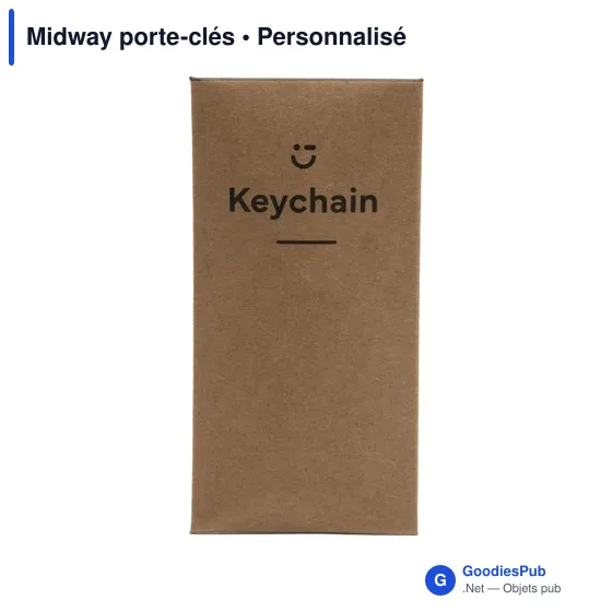 Porte-clés personnalisable en métal avec incrustation bois - Midwayavec logo - Image 2