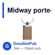 Porte-clés personnalisable en métal avec incrustation bois - Midwayavec logo - Miniature 4