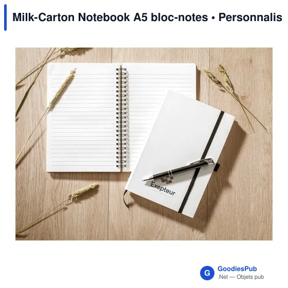 Carnet A5 personnalisable en briques de lait recyclées avec logo - Image 6
