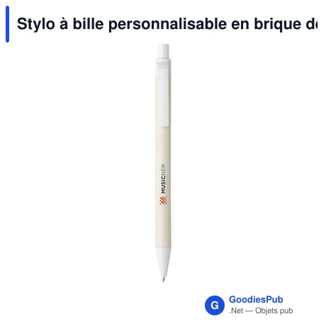 Stylo à bille personnalisable en brique de lait recyclée avec logo